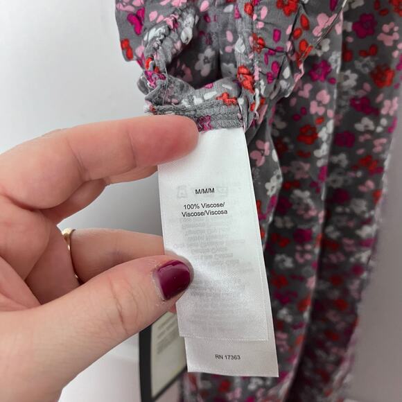 DKNY Women's Pink Ditsy Floral Stretch Wide Leg Pedal Pusher Pull On Pants M NEW - Picture 8 of 9